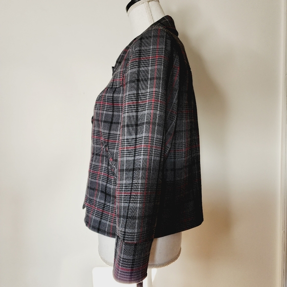Ninety grey plaid cropped blazer women's 10 - Picture 3 of 11